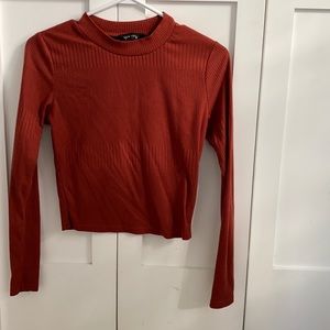 Burnt Orange Long Sleeve Crop Top